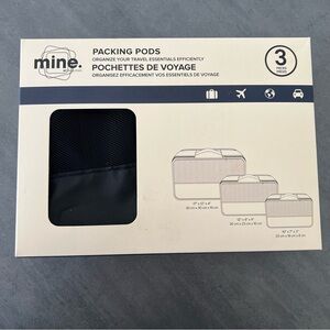 NEW Mine My Tagalongs 3 Packing Cubes Black Nylon & Mesh Pods Lot Of Three Sizes